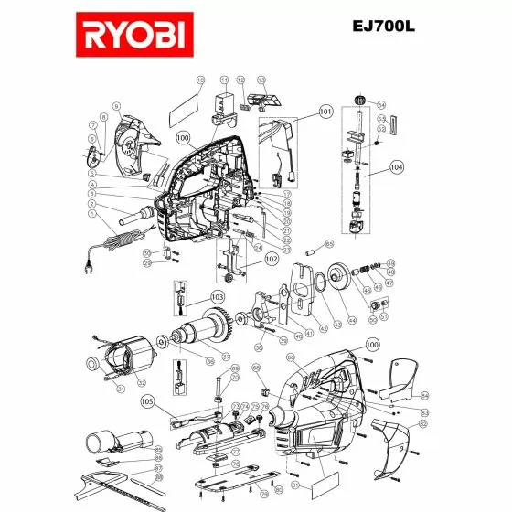 Ryobi EJ700L Spare Parts List Type: 5133000541